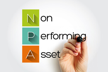 Poster - npa non performing asset - bank loan that is subject to late repayment or is unlikely to be repaid b