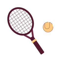 Poster - Tennis racket with ball semi flat colour vector object. Playing tennis tournament. Active lifestyle. Editable cartoon clip art icon on white background. Simple spot illustration for web graphic design