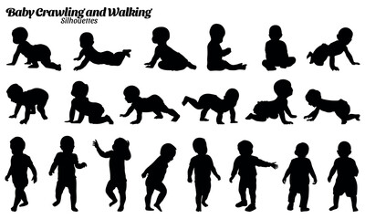 baby silhouettes vector illustration set.
