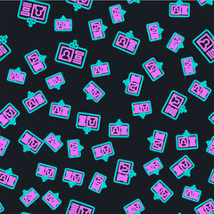 Poster - Line Identification badge icon isolated seamless pattern on black background. It can be used for presentation, identity of the company, advertising. Vector