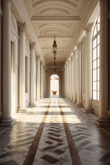 Aufkleber -  grandeur and symmetry of Greek colonnades, showcasing the timeless elegance of classical architecture.  Generative AI technology.