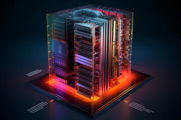 Leinwandbilder -  presenting the key components and architecture of a database server, providing a visual guide for understanding its functionalities.  Generative AI technology.