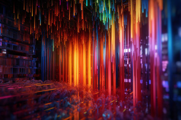 Poster -  database server depicted as a powerful and dynamic entity, surrounded by streams of data flowing through an interconnected network.  Generative AI technology.