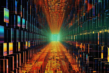 Poster - An abstract digital artwork representing the concept of data transformation and analysis, Generative AI technology.