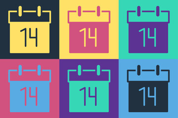 Poster - Pop art Calendar icon isolated on color background. Event reminder symbol. Vector