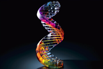 Poster -  An abstract sculpture of a DNA double helix, with smooth curves and intricate twists, inviting viewers to contemplate the elegance Generative AI technology.