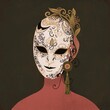 Woman in mask illustration . Venecian mask. Social mask