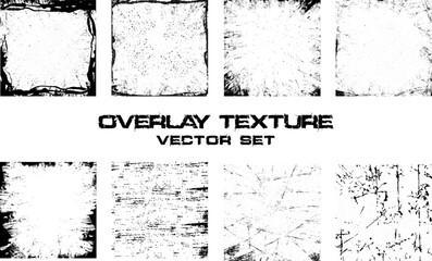 overlay stamp texture with effect grunge, damaged, old, concrete and other. Different paint textures with drop ink splashes. Overlays vector