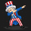 4th of July Uncle Sam character doing dabbing dance for American independence day, Veterans day and memorial day