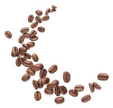 Coffee beans splashing