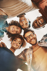 Poster - group, happy and portrait of people in team building excited or happy together for collaboration at 