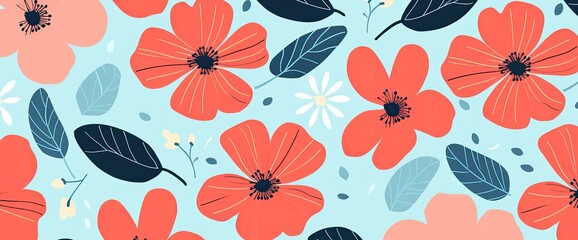 Naklejka na meble flowers and foliage colorful pattern spring summer background