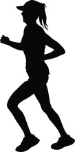woman with a hat runs