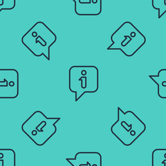 Poster - Black line Information icon isolated seamless pattern on green background. Vector