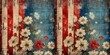 © Limolida Studio - Rustic americana seamless border in traditional red, white and blue colors. Modern and fun, great country cottage house decor, folk art fashion, textiles and 4th of July ribbon scrapbook paper.