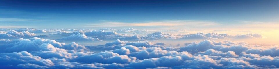  Beautiful blue sky cloudsfor background. Panorama of sky. Generative AI