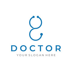 Fototapete - Doctor stethoscope logo template design for health care with creative idea. Vector illustration.