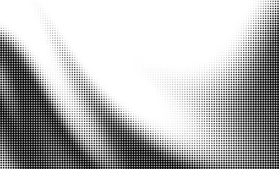 Monochrome gradient halftone dots background. Vector illustration. Big wave