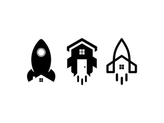 Wall Mural - modern rocket house illustration logo