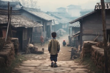 Chinese village child person. Generate Ai