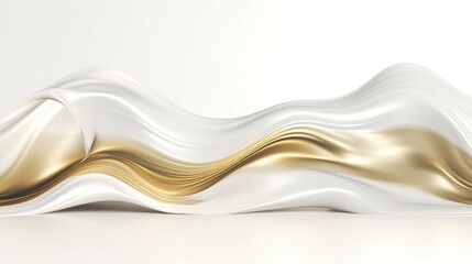 Wall Mural - Abstract white golden liquid wavy background. Generative AI