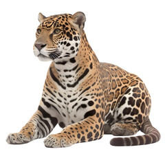 Wall Mural - animal Jaguar sitting on transparent background, generative Ai