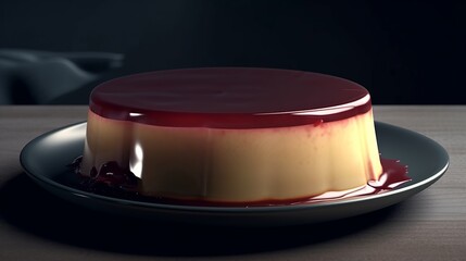 Generative AI hyperrealistic portrait slice of silky Pudding food Photography