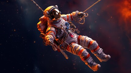 Wall Mural - An astronaut during a spaceflight in outer space. Generative AI