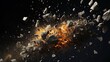 Meteorite explosions, fragments and pieces of stones.Generative AI