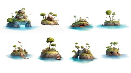 Poster - Islands, a collection of islets. Generative AI