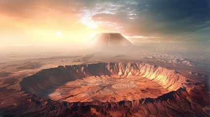Poster - A landscape on the planet Mars, a picturesque desert on the Red Planet.Generative AI