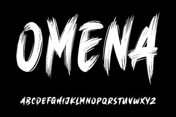 Fototapete - Ector the brush and elegant font OMENA, geometric type shape font for modern futuristic logo, headline, monogram, creative lettering.