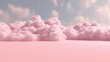 Generative AI, Pink magenta fantastic 3d clouds on the floor, sky and landscape. Gentle colors and with bright lights.
