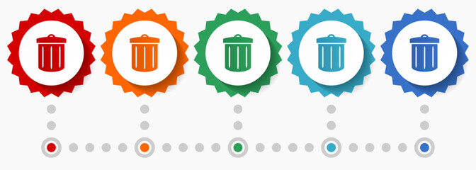 Poster - Recycle vector icon set, colorful infographic template, set of flat design badge icons in 5 color options
