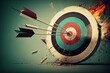 Archery target with arrows hitting it. Success concept
