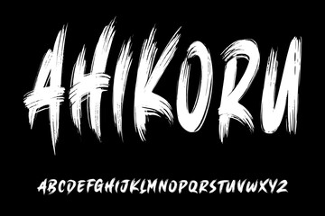 Fototapete - Ector the brush and elegant font AHIKORU, geometric type shape font for modern futuristic logo, headline, monogram, creative lettering.