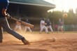 © VICHIZH - man team bat field sport game outdoors player baseball ball athlete. Generative AI.
