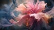  a large pink flower is in the middle of a painting of blue and pink smoke and flowers are in the middle of the painting of the picture.  generative ai