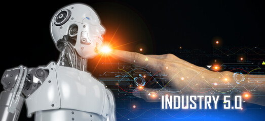 Fototapete - The concept of developing an artificial intelligence system that can interact with humans and be used in the industry
