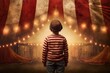Circus tent arena performer striped child. Generate Ai