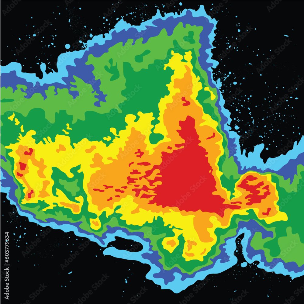 Meteorological weather forecast map. Template or Map showing of movement warm and cold fronts, isobars, temperature cyclone, wind diagram. Modern Interface design of climate forecast technology