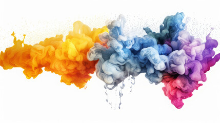 Wall Mural - Color ink water rainbow background blend abstract cloud paint swirl burst. Colorful ink abstract: rainbow swirls in a burst of artistic energy. Pigment liquid chemical science. Generative AI