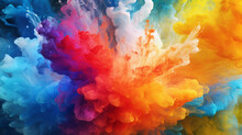 Color Ink Water Rainbow Background Blend Abstract Cloud Paint Swirl Burst. Colorful Ink Abstract: Rainbow Swirls In A Burst Of Artistic Energy. Pigment Liquid Chemical Science. Generative AI