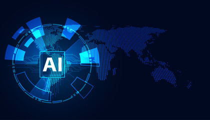 Poster - concept ai such as physical intelligence on the map using ai people around the world iot technology 