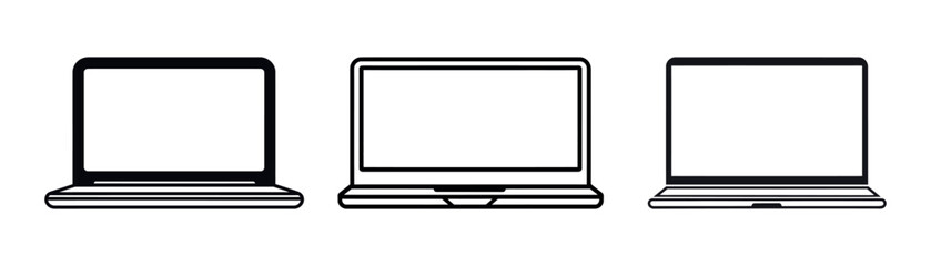 Set black laptop icon on a white background. simple design. Vector illustration