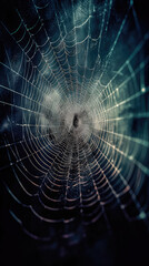 Wall Mural - abstract illustration of a shiny spider web on a colored background, creating a blurry pattern of li