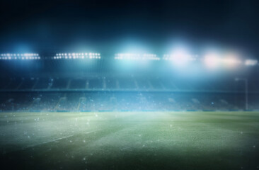 Image of empty football stadium background. You can put your design champions league stadium