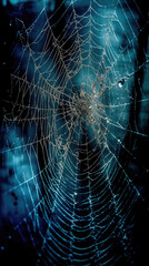 Wall Mural - abstract illustration of a shiny spider web on a colored background, creating a blurry pattern of li