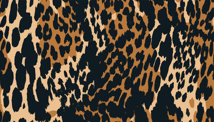 Poster - modern hand drawn abstract leopard skin pattern. collage black and white print. fashionable template