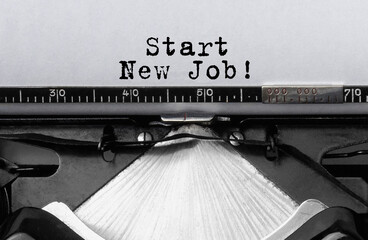 Fototapete - Text start new job typed on retro typewriter